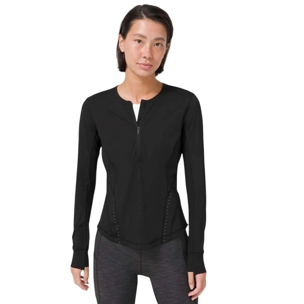 Lululemon Flash Forward Half Zip, Black, Size 6 - Picture 1 of 8